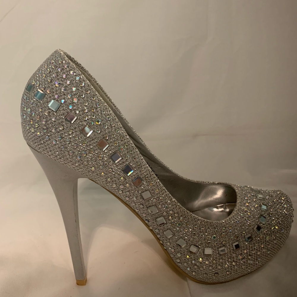 Silver embellished heels